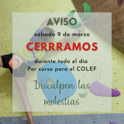 CERRAMOS LA SALA EL SÁBADO 9 DE MARZO