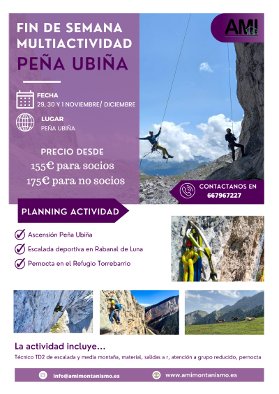 FIN DE SEMANA DE MULTIACTIVIDAD EN PEÑA UBIÑA FIN DE SEMANA DE MULTIACTIVIDAD EN PEÑA UBIÑA