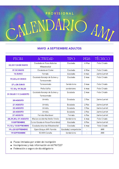 CALENDARIO DE ACTIVIDADES PROVISIONAL ADULTOS 2026