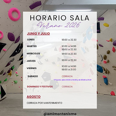 Horario Sala Verano 2026