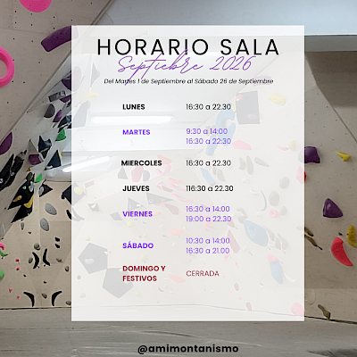 HORARIO ESPECIAL DE SEPTIEMBRE 2026 HORARIO ESPECIAL DE SEPTIEMBRE 2026